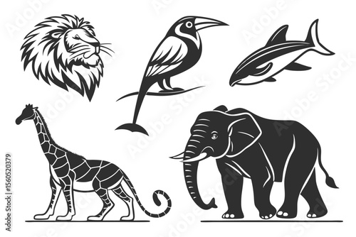 set of wild animals