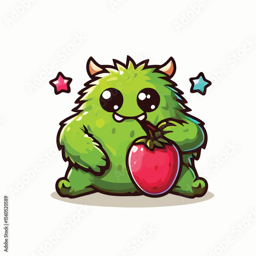 vector style cute unique undead monster mascot illustration