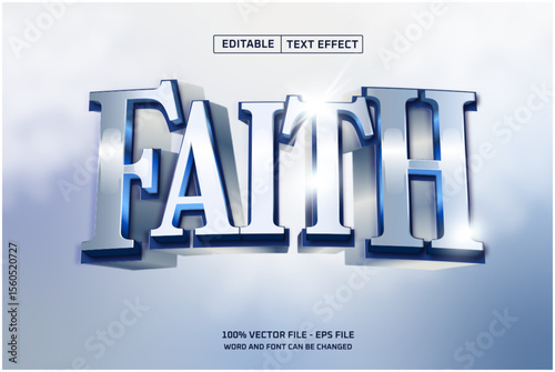 Faith Editable Text Effect With Light White and Cloud Background 