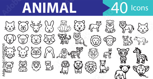 Animal Line Icon Set