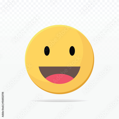 Happy Face Emoji Icon Vector with Transparent Background