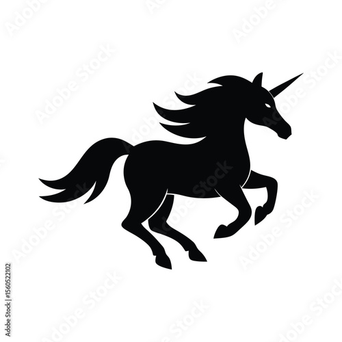 A running unicorn silhouette vector illustration