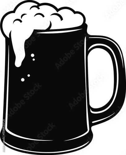 Frothy beer stein silhouette mug graphic design