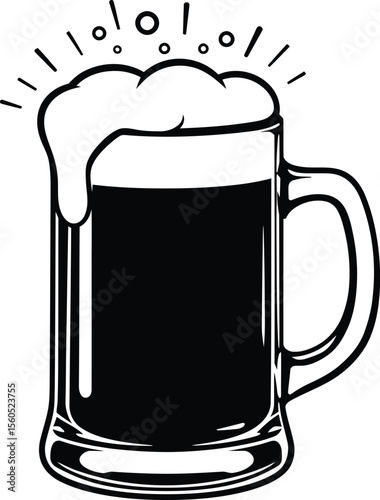 Frothy beer mug silhouette perfect for st patricks day