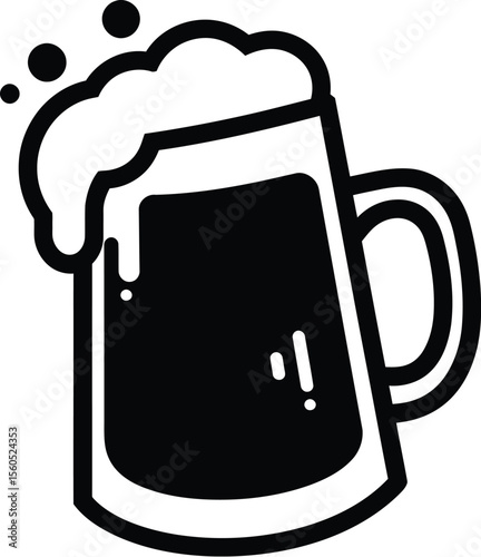 Frothy beer mug silhouette icon graphic design