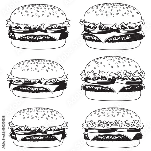 Smash Burger black Vector. Smash Burger Vector bundle.  Smash Burger black  vector, illustration, lineart bundle 