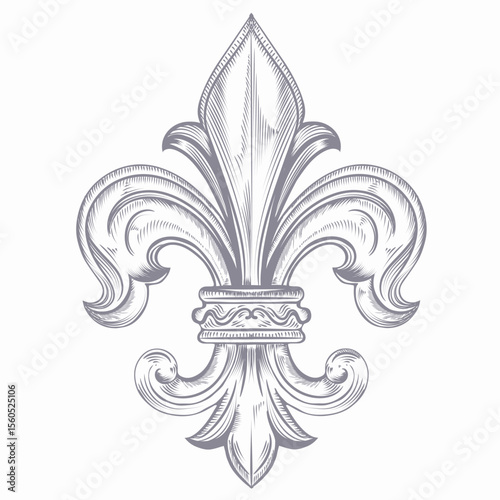 Beautiful vector hand drawn fleur de lis illustration in vintage style
