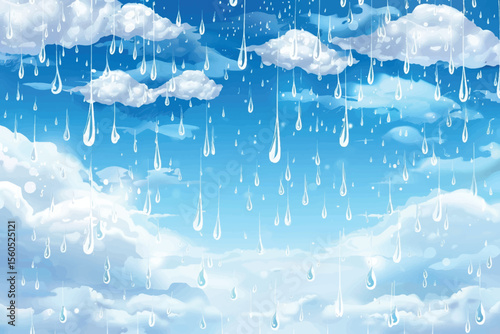 Rainy Clouds. Illustration of sky with rainy clouds in sketchy style.
