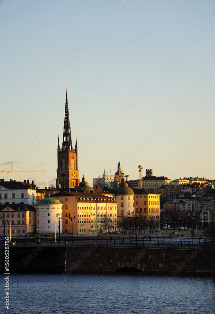 Fototapeta premium Scenic view of a city during evening