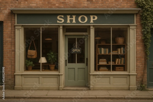 Charming vintage bookstore facade.