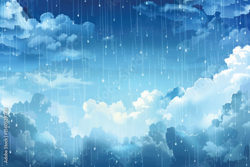 Rainy Clouds. Illustration of sky with rainy clouds in sketchy style.