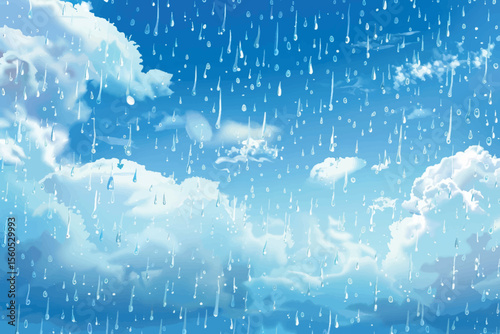 Rainy Clouds. Illustration of sky with rainy clouds in sketchy style.