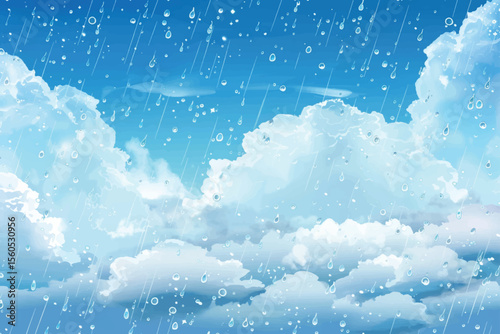 Rainy Clouds. Illustration of sky with rainy clouds in sketchy style.