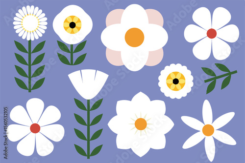 Purple Background with Whimsical White Daisies