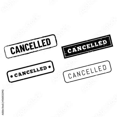 Vector Cancelled Stamp Set – Official Rejected Icon and Label Collection