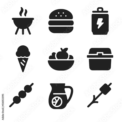 Diverse Icon Sets. Solid, filled icon set of strategic business planning: target board, roadmap, business model, priority chart,