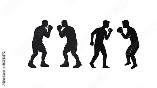 boxing vector silhouette set