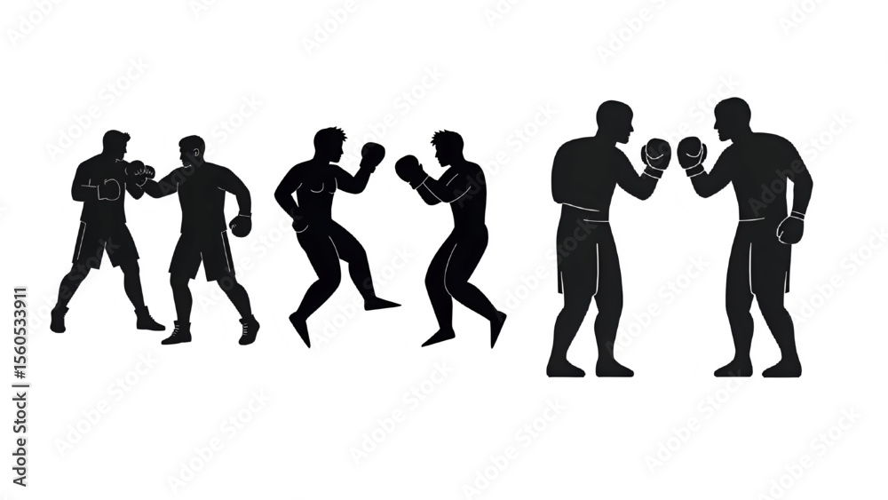 Fototapeta premium boxing vector silhouette set