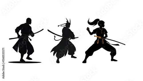 kungfu vector silhouette set