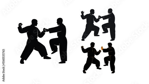 kungfu vector silhouette set