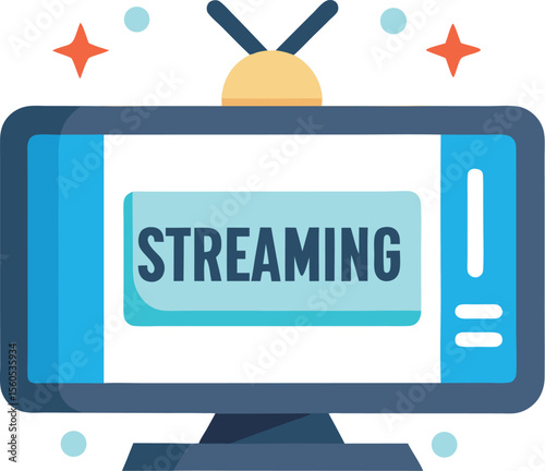 Modern streaming television concept with clean lines and a vibrant color palette on a white background