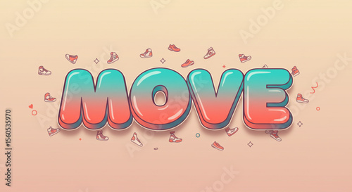 Dynamic 3D Text Effect 'MOVE' in Vibrant Colors
