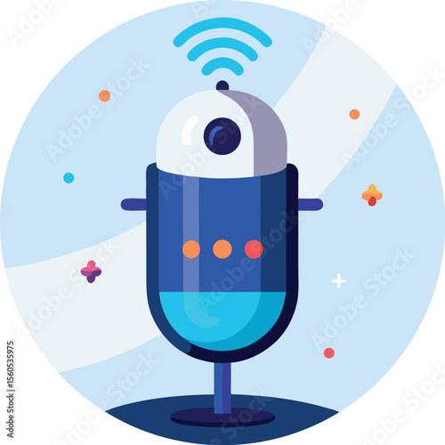 Modern voice assistant interface design with clean lines and a simple color palette on a white background