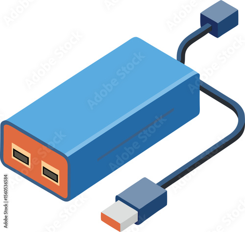 Modern usb hub illustration with multiple ports on a clean white background