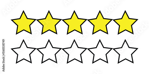 Five star rating perfect for reviews feedback and quality assessment