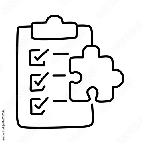 Checklist and Puzzle Piece Icon Representing Task Integration and Problem Solving