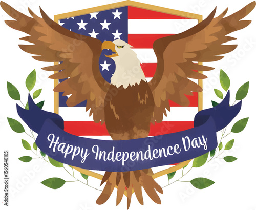 4th of July Independence Day Design Featuring Bold American Eagle and Patriotic Symbols