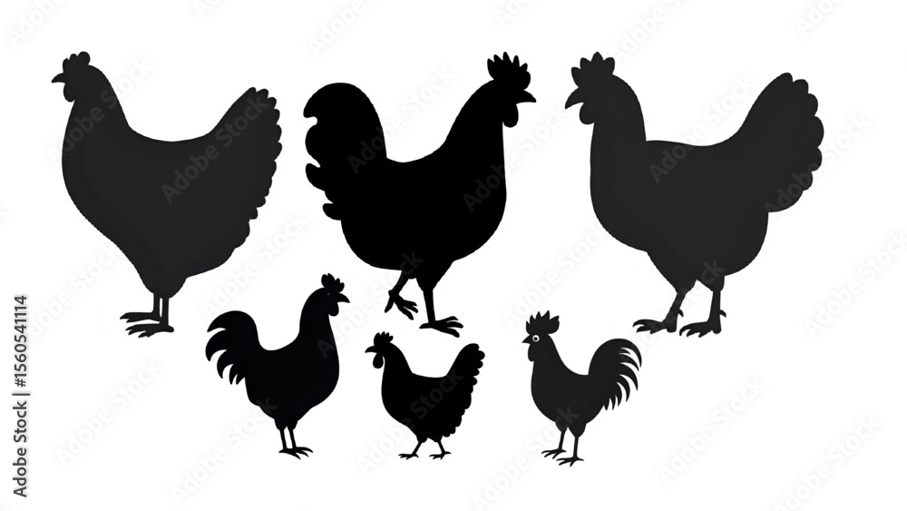 Fototapeta premium chicken vector silhouette set