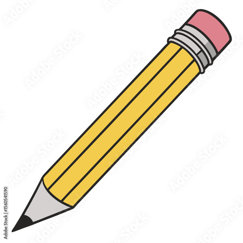 A classic yellow pencil with a pink eraser on top
