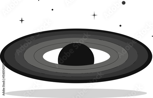 Abstract swirling black hole vortex with clean white background and subtle color gradients