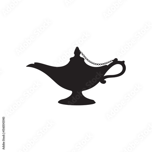 Silhouette of alladin magic lamp vector isolated on white background