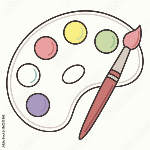 Creative Art Palette and Brush Illustration for Artistic Expression