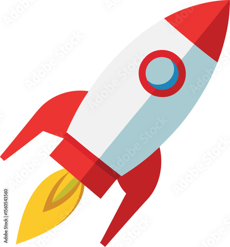 Clean and simple rocket ship illustration on a white background perfect for space exploration themes
