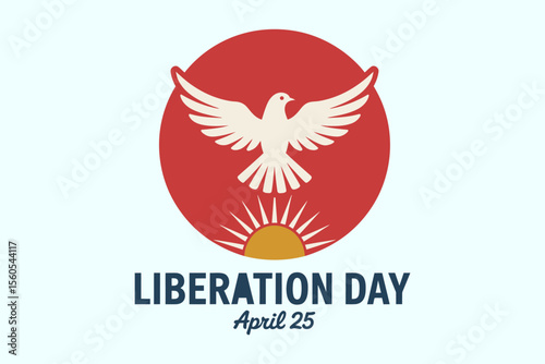 Red eagle liberation day emblem with april 25 text for national pride freedom event or independence showcase  