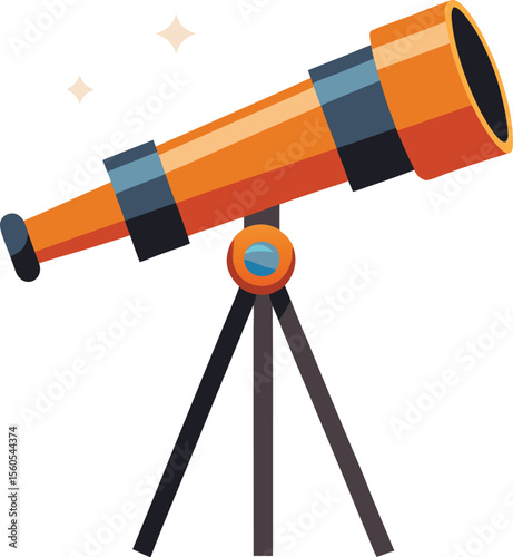 Scientific telescope illustration on a clean white background perfect for educational or astronomical themes