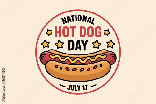 Playful food design with hot dog and fun elements for national hot dog day summer street food july 17 theme  