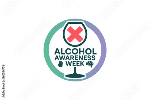 Alcohol awareness week bold event design with glass icon and soft blue background for health safety campaign  
