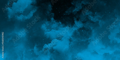 Abstract dark blue watercolor cloudiness, mist, or smog background. Dark navy blue sky with black background and blurred pattern. Vivid textured aquarelle painted art design background.	