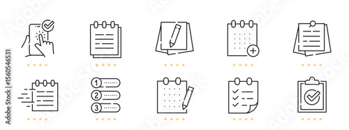 Note and task line icons. Editable stroke