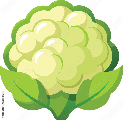 Fresh cauliflower illustration on a clean white background for healthy eating and food design