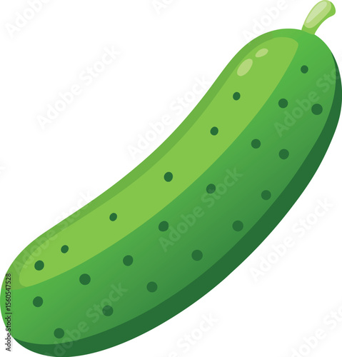 Fresh green cucumber illustration with a clean white background perfect for healthy food concepts