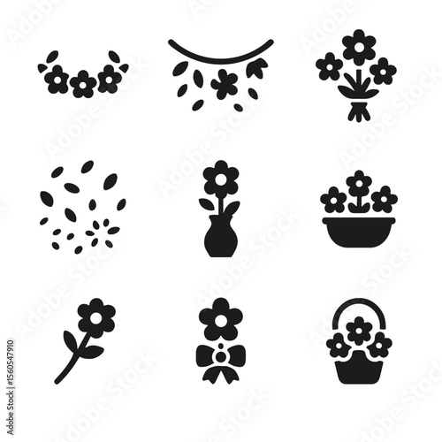 Diverse Icon Grids. Solid, filled icon set of confidence and self-esteem: heart, smiley face, thumbs up, mirror, star, trophy,
