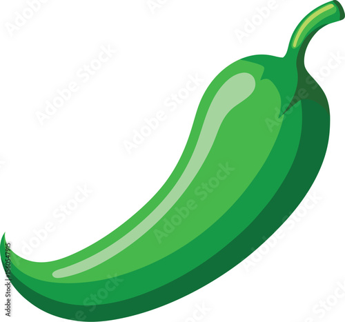 Vibrant green chili pepper illustration on a clean white background perfect for food and culinary themes