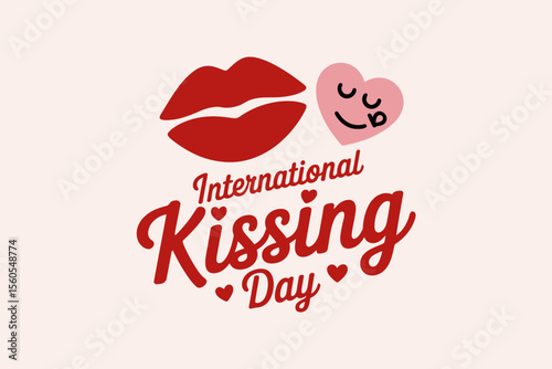 Blushing emoji and kiss lips cartoon art for international kissing day sweet couple love themed vector design 