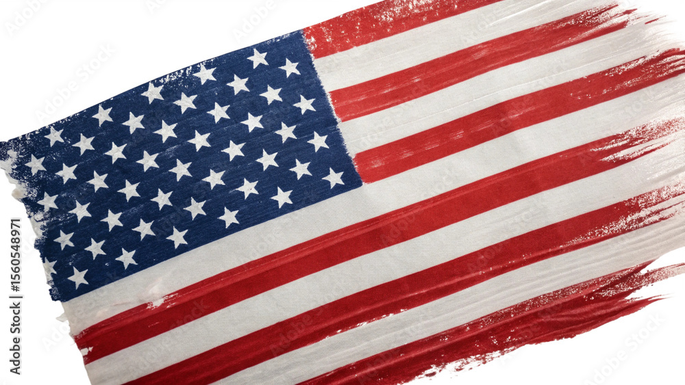 Naklejka premium An american flag with a brush stroke effect isolated on transparent background