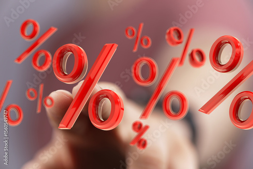 Red percentage symbols illu...